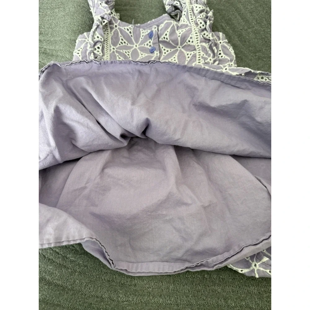 Janie and Jack Girls Dress Size 4 Lavender floral‎ Flutter Sleeves Eyelet purple